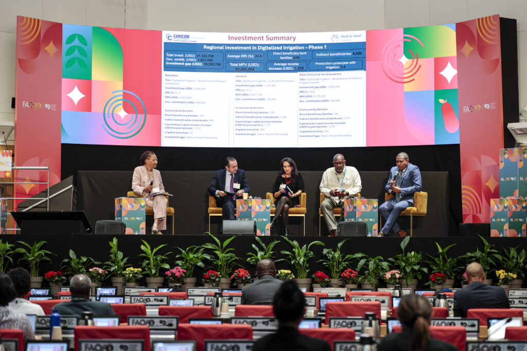 Minister of Agriculture and Fisheries Floyd Green makes a contribution during the Hand-in-Hand Investment Forum 2025, a flagship event of the World Food Forum (WFF) hosted by FAO in Rome, Italy.
