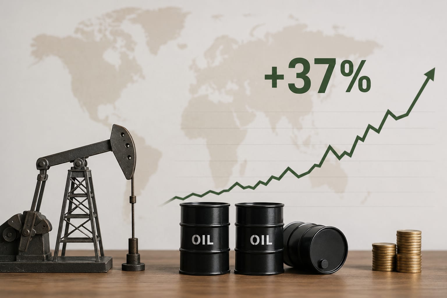 Oil prices up 37%