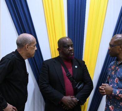 Aldrick McNab, Paul Francis and Dr Kevin Brown at Stephen Francis Wake