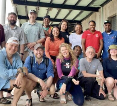 Vann Cunningham (bottom, second from right) with the Jamaica survey team in Port Royal. Photo courtesy of Vann Cunningham.